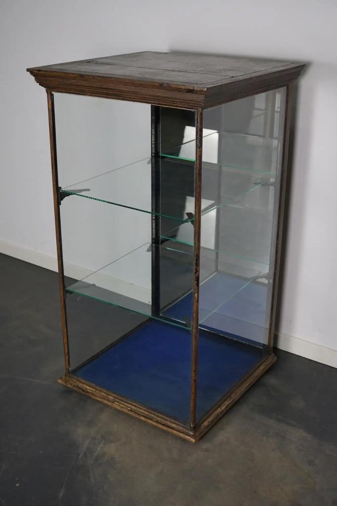 Victoriaanse geschilderde mahoniehouten winkelvitrine, eind, Antiek en Kunst, Antiek | Meubels | Kasten, Ophalen of Verzenden