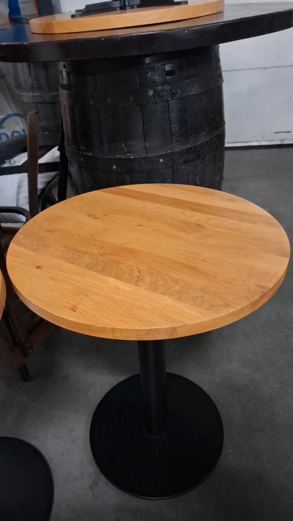 6 horeca bistro eiken tafels rond 60 cm cafe taveerne, Huis en Inrichting, Tafels | Eettafels, Zo goed als nieuw, 50 tot 100 cm