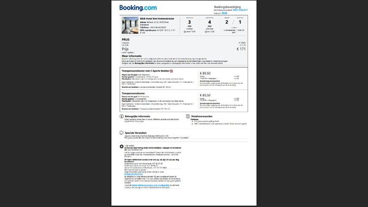 hotelovernachting KIEL Duitsland 3-4 jul 26 -4pers/2 kamers, Tickets & Billets, Chèques Hôtel & Bons pour Hôtel, Trois personnes ou plus