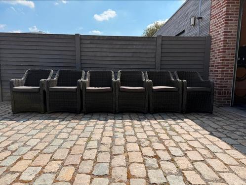 6 wicker tuinstoelen met kussens zgan, Tuin en Terras, Tuinstoelen, Zo goed als nieuw, Wicker, Ophalen
