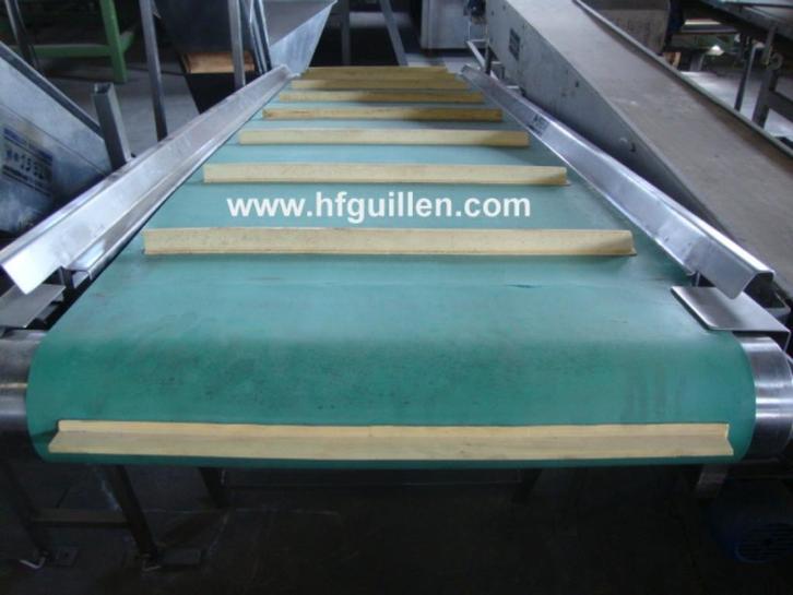 CONVOYEUR ÉLÉVATEUR À TASSEAUX EN ACIER INOX ET BANDE EN PVC, Doe-het-zelf en Bouw, Buizen en Afvoer, Gebruikt, Overige typen