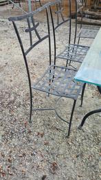 Zware metalen tuinset met glazen blad, Ophalen, Gebruikt