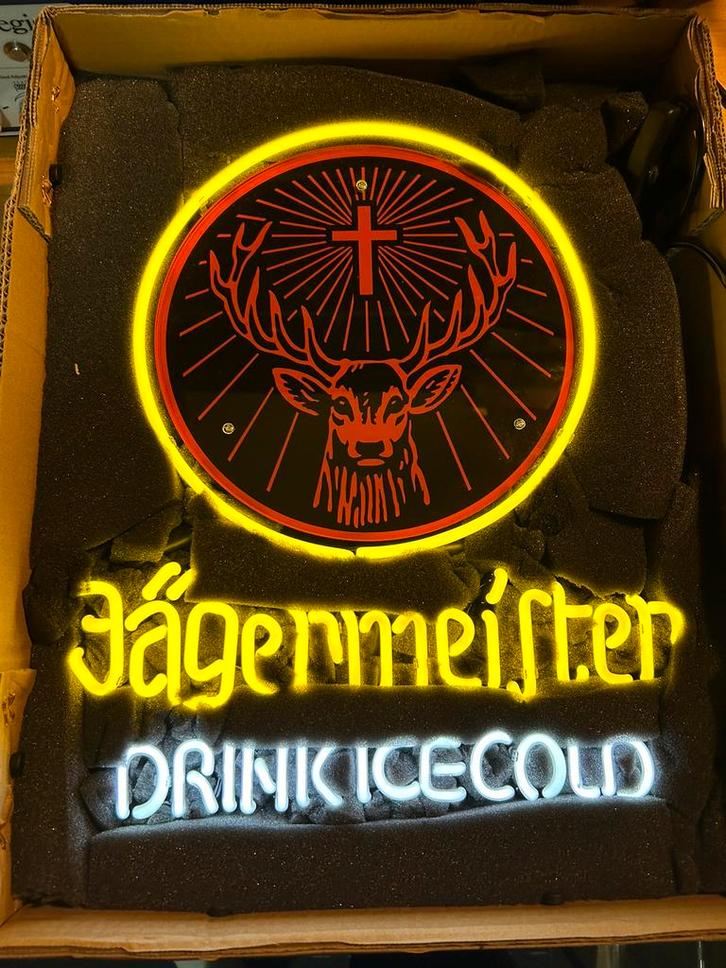 Lampe au néon en verre Jägermeister/publicité, Collections, Marques & Objets publicitaires, Neuf, Table lumineuse ou lampe (néon)