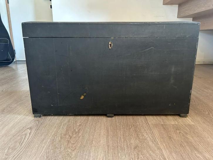 Zwarte houten opbergkist – licht, stevig en ruim, Huis en Inrichting, Woonaccessoires | Kisten, Gebruikt, 50 tot 75 cm, 50 tot 75 cm