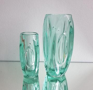 R. Schrötter, duo BULLET (lens) Vazen, Rosice Glassworks., Enlèvement ou Envoi