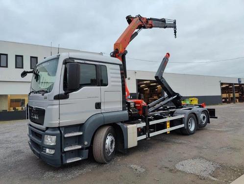 MAN TGS 26.320 Container Multilift + Kraan Palfinger PK16502, Auto's, Vrachtwagens, Bedrijf, MAN, Diesel, Euro 5, Automaat, Zilver of Grijs