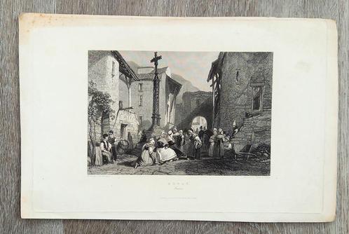 [Prent] Royat France 1845 J.D. Harding J.B. Allen Frankrijk, Antiek en Kunst, Kunst | Overige Kunst, Ophalen of Verzenden