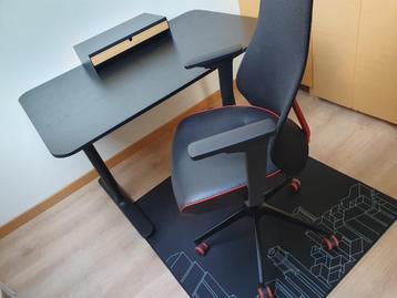 Bureau IKEA Bekan Noir Complet (Chaise, Protection, Support), Enlèvement, Comme neuf, Bureau