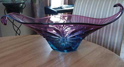 Murano Blauw/paarse glazen mand uit de jaren 60 en 70, Antiek en Kunst, Antiek | Glaswerk en Kristal, Ophalen