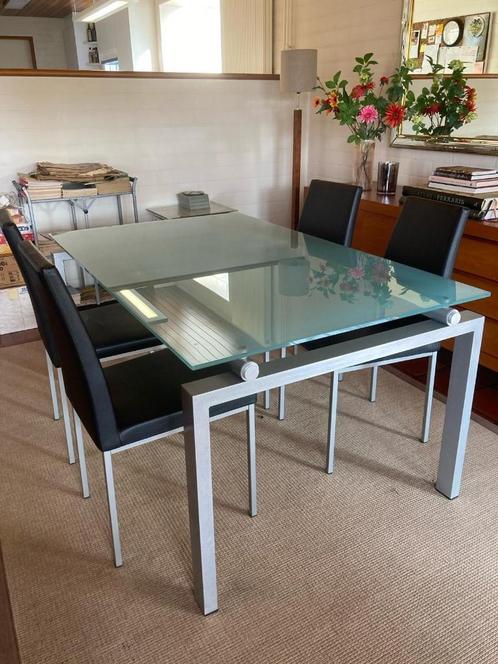 Table en verre, marque Calligaris (extensible), Maison & Meubles, Tables | Tables à manger, Comme neuf, 50 à 100 cm, 150 à 200 cm