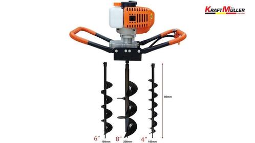 Tarière thermique 52cc avec 3 mèches KRAFTMULLER, Tuin en Terras, Hand-tuingereedschap, Nieuw, Grondboor, Ophalen