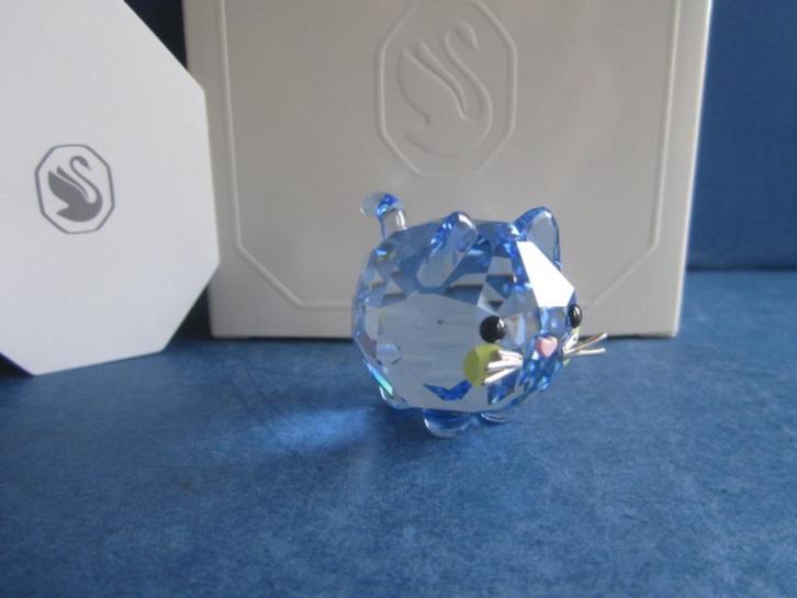 Swarovski Chubby Cats blauwe kat, Verzamelen, Swarovski, Nieuw, Figuurtje, Ophalen of Verzenden