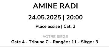 Tiques24 05 25 Bruxelles Amin Radi, Tickets & Billets, Deux personnes, Mai