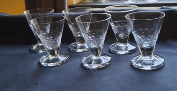 6 verres cristal taillés écailles. Doyen/Lido. beschikbaar voor biedingen