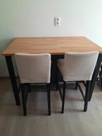 Hoge eettafel + 2 stoelen, Huis en Inrichting, Tafels | Eettafels, 50 tot 100 cm, 100 tot 150 cm, Rechthoekig, Zo goed als nieuw