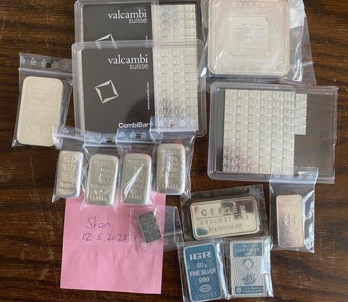 1 gram tot 500 gram zilverbaren verschillende merken, Postzegels en Munten, Edelmetalen en Baren, Zilver, Ophalen of Verzenden