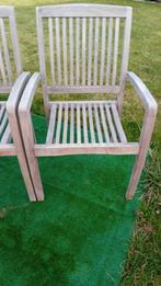 Chaises en teck bois naturel, Enlèvement, Comme neuf, Bois de teck, Empilable
