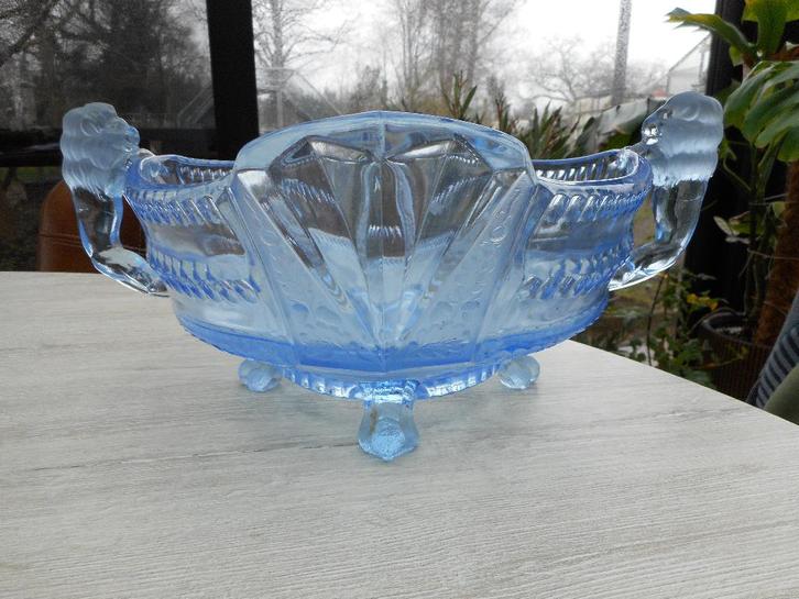 Glasschaal Brockwitz - zeldzaam - leeuwen - 1941, Antiek en Kunst, Antiek | Glaswerk en Kristal, Ophalen of Verzenden