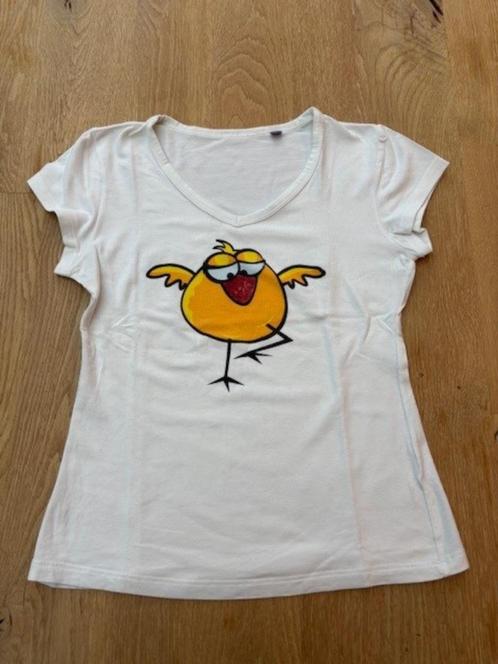 Grappige Tshirt met vogel – Maat S, Kleding | Dames, T-shirts, Gedragen, Maat 36 (S), Wit, Korte mouw, Ophalen of Verzenden