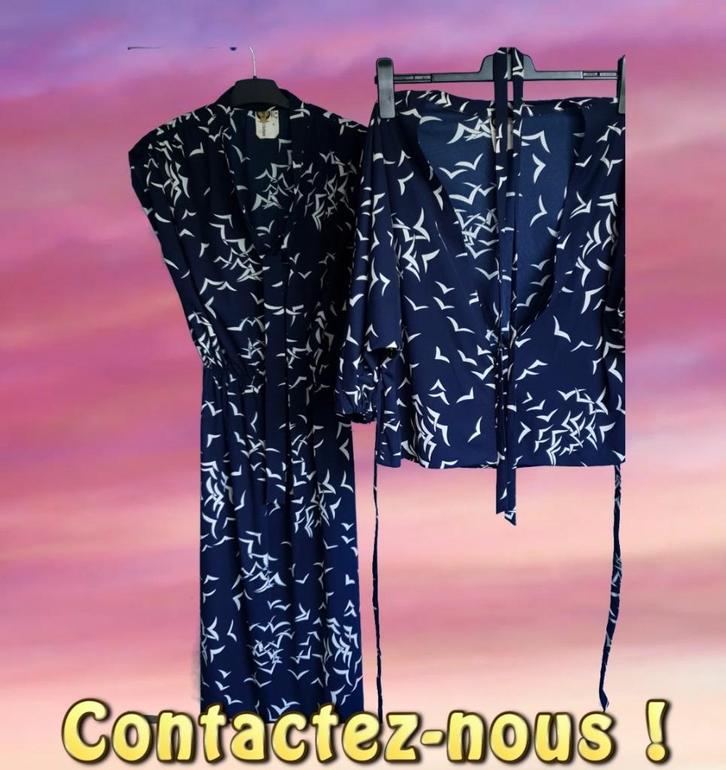 Robe et Dessus Carla Couture - Vol d'oiseaux, Vêtements | Femmes, Robes, Comme neuf, Taille 46/48 (XL) ou plus grande, Bleu, Sous le genou