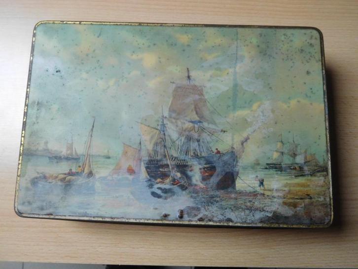 Oude metalen doos Super chocolade Jacques, Verzamelen, Blikken, Gebruikt, Overige merken, Ophalen of Verzenden