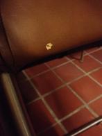 4 LEDEREN ARMSTOELEN - EETKAMERSTOELEN met RVS slede FLAMANT, Enlèvement, Comme neuf