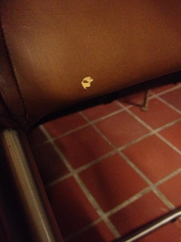 4 LEDEREN ARMSTOELEN - EETKAMERSTOELEN met RVS slede FLAMANT, Maison & Meubles, Accessoires pour la Maison | Autre, Comme neuf