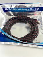 Nylon cat8 ethernet kabel - zwart / rood - 3 meter, Computers en Software, Pc- en Netwerkkabels, Nieuw, Ophalen of Verzenden
