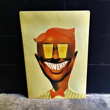 Oud Reclamebord HEINEKEN CHARLIE 1967 Bier Blik Jazz Vintage beschikbaar voor biedingen