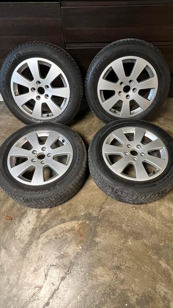5x112 16" winterkit wielen Michelin alpine banden 205/55/16, Auto-onderdelen, Banden en Velgen, Band(en), 16 inch, Ophalen