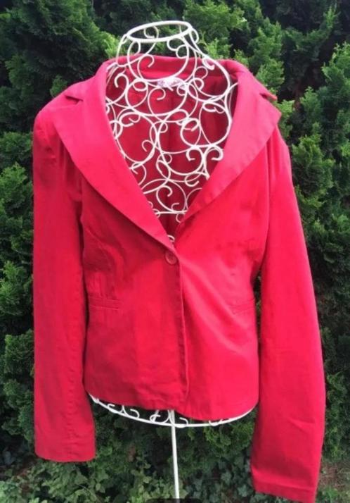 Vintage, rode blazer Amélie & Amélie Italy XL, Kleding | Dames, Jasjes, Kostuums en Pakken, Zo goed als nieuw, Jasje, Maat 46/48 (XL) of groter