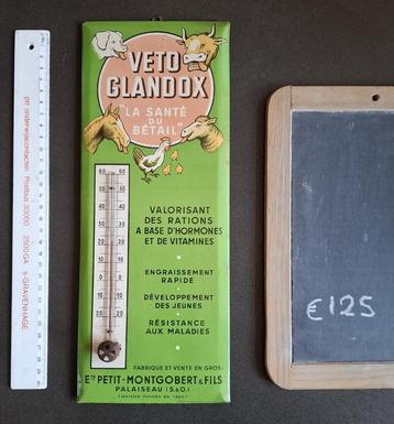 thermometer metalen / emaille bord voeder kuiken gevaar blik