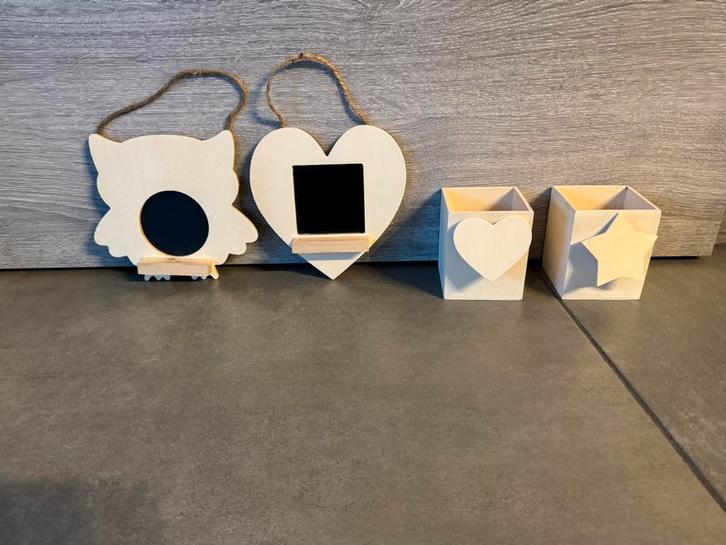 4 houten knutselset om te schilderen, Hobby & Loisirs créatifs, Bricolage, Neuf, Enlèvement
