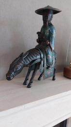 Chinees bronzen beeld met cloisonné – Wijze man op, Ophalen, Zo goed als nieuw, Mens