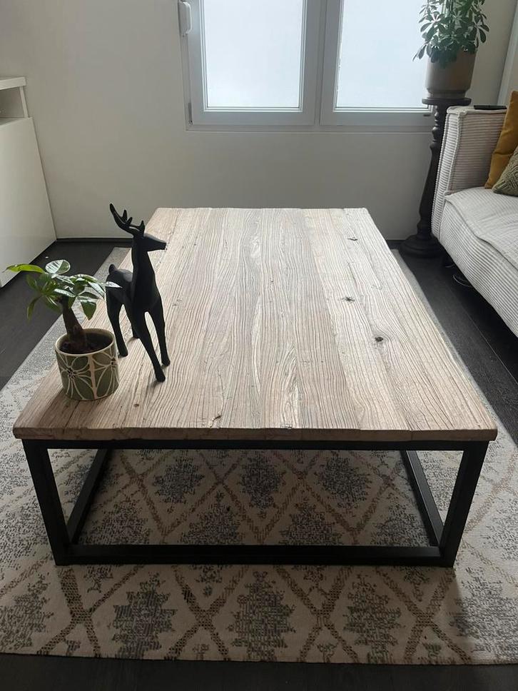 Teak houten salontafel, Huis en Inrichting, Tafels | Salontafels, Gebruikt, Minder dan 50 cm, 50 tot 100 cm, 150 tot 200 cm, Rechthoekig