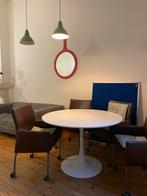 4 bruine lederen stoelen met wieltjes onder, Ophalen, Zo goed als nieuw