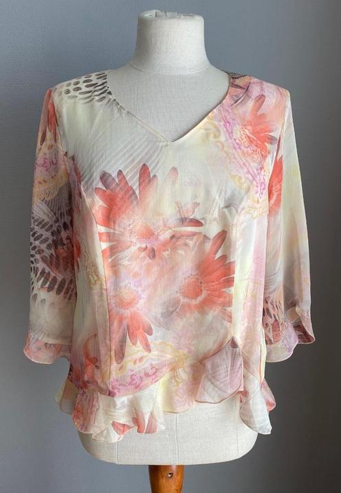 Kleurrijk topje met driekwartsmouw Hermann Lange maat 42, Kleding | Dames, Topjes, Zo goed als nieuw, Maat 42/44 (L), Korte mouw