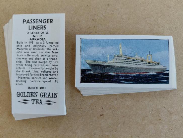 Passenger Liners complete set 25 chromos ocean liners 1970, Verzamelen, Foto's en Prenten, Overige onderwerpen, 1960 tot 1980