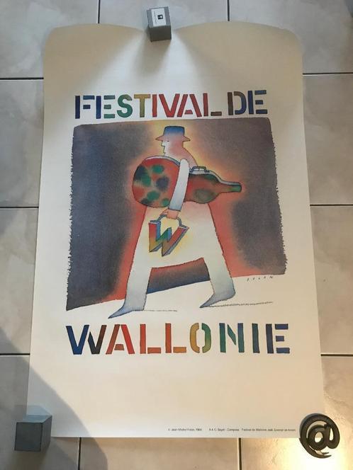Affiche originale de Folon Festival de Wallonie 1984., Collections, Posters & Affiches, Neuf, Musique, Affiche ou Poster pour porte ou plus grand