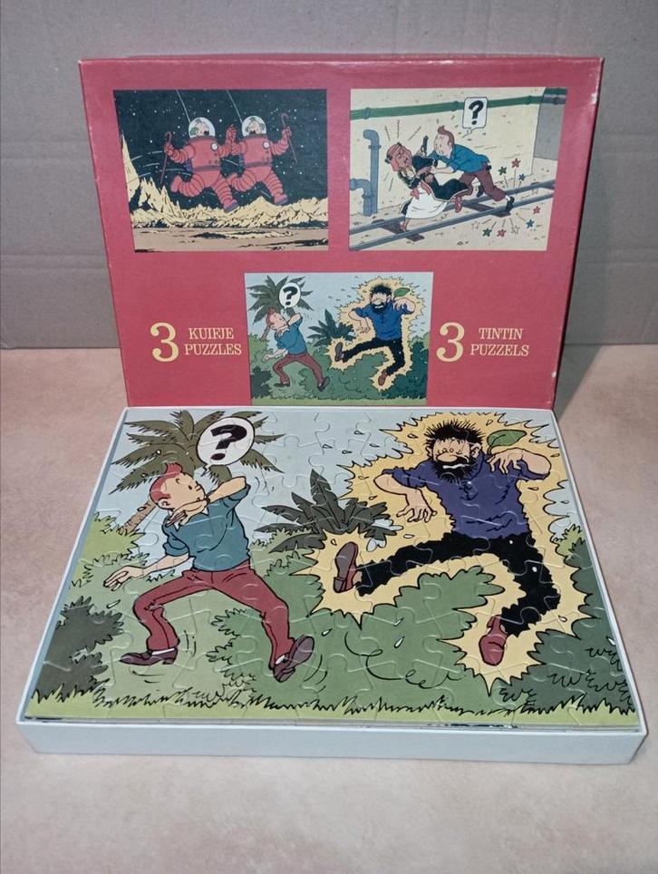 Puzzel Kuifje, set van 3 puzzels (1977), Verzamelen, Stripfiguren, Gebruikt, Overige typen, Kuifje, Ophalen of Verzenden