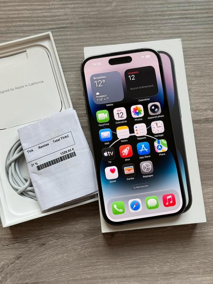 iPhone 14 Pro 128GB mauve comme neuf. Vd/échange, Télécoms, Téléphonie mobile | Apple iPhone, Comme neuf, 128 GB, Sans abonnement