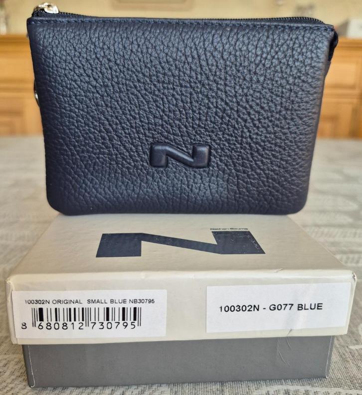NATHAN BAUME Porte-monnaie à tirette, cuir grainé 2 poches, Handtassen en Accessoires, Portemonnees, Nieuw, Overige merken, Blauw