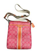 Coach Signature Pink & Orange Stripe Canvas Crossbody Bag, Verzenden, Zo goed als nieuw, Oranje
