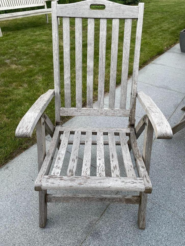 Tuinstoelen - ligstoelen in teak - 6 stuks, Tuin en Terras, Tuinstoelen, Gebruikt, Teakhout, Inklapbaar, Verstelbaar, Ophalen