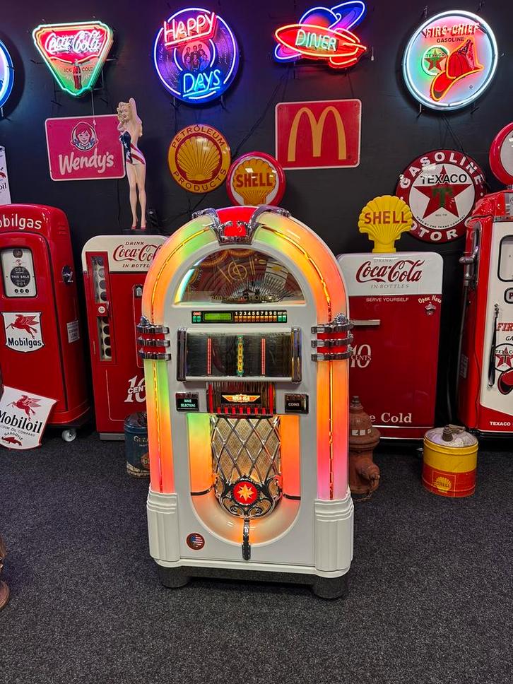 Jukebox Rock Ola Bubbler High Glossy White 45 RPM 200 select, Verzamelen, Automaten | Jukeboxen, Zo goed als nieuw, Rock Ola, 1970 tot heden