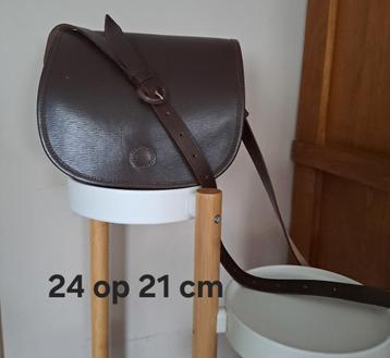 Mooie lederen handtas crossover model bruin, Enlèvement ou Envoi, Comme neuf, Brun, Sac à main