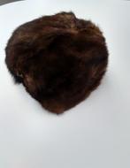 bruine muts met echte pels, -, Ophalen of Verzenden, Gedragen, Muts