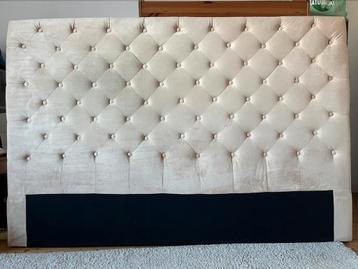 Hoofdbord bedhoofd gecapitonneerd beige microvezel 180x120, Ophalen, Beige, Tweepersoons, 190 cm of minder