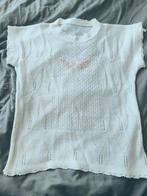 Vintage opengewerkte witte trui met geborduurde roze bloemen, Kleding | Dames, Ophalen of Verzenden, Zo goed als nieuw, Wit
