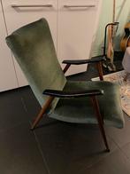 Vintage groen fluwelen fauteuil, Enlèvement, Utilisé